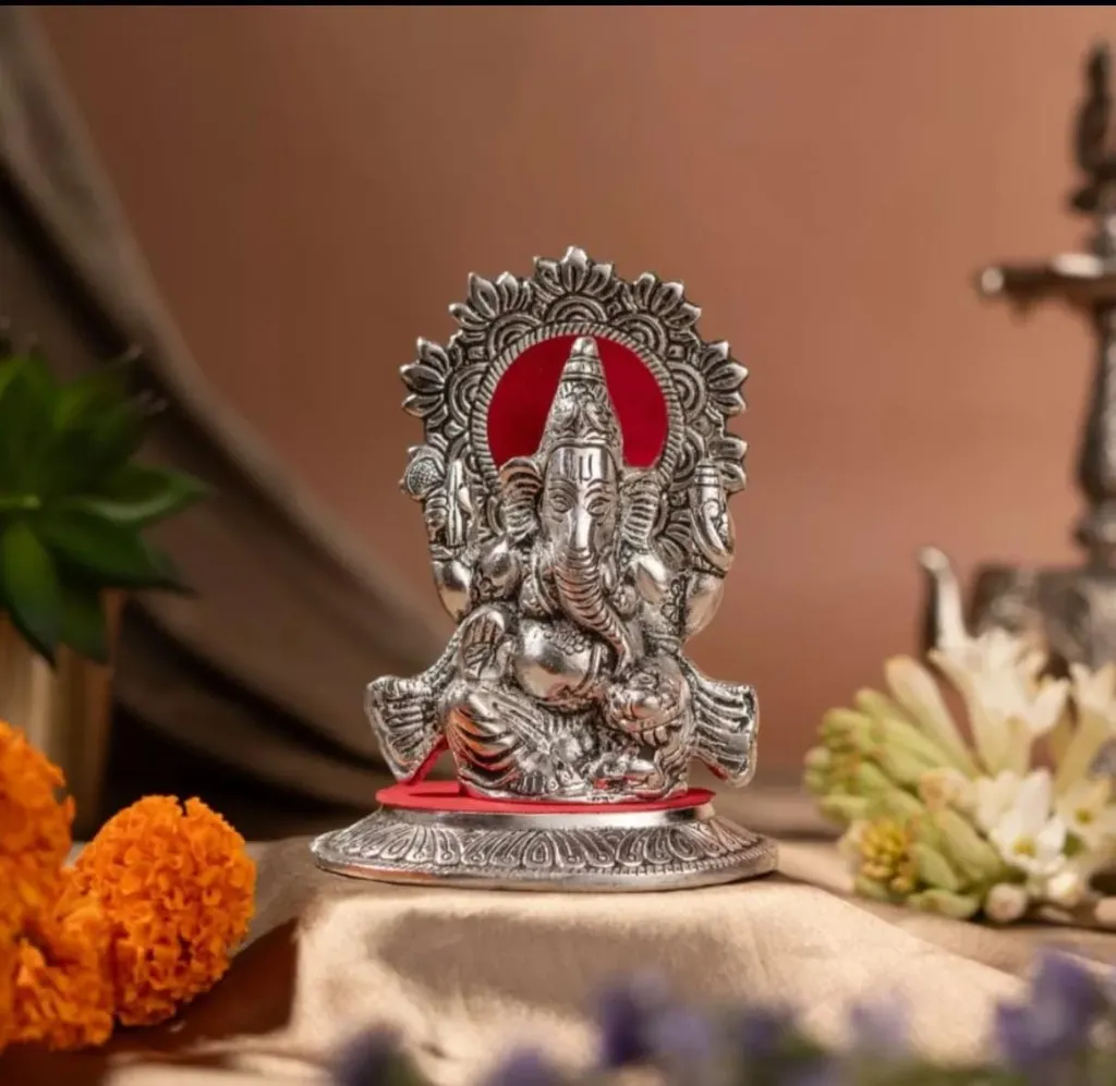 German Silver Ganesh God Idol Divine Blessings for Home