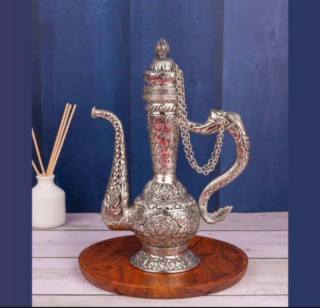 Metal crafted antique silver finish Surahi