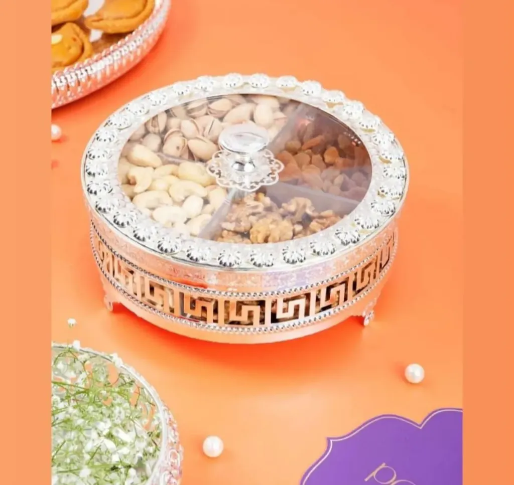 German silver dry fruits box